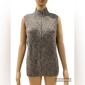 J.Jill Full Zip Sleeveless Wool Blend Knit Sweater Vest size M